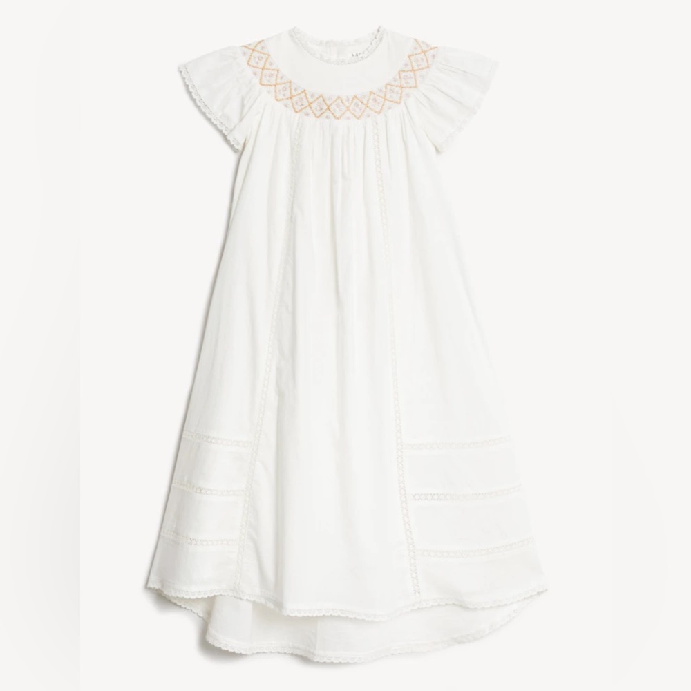 Pure Cotton Embroidered Christening Gown 0-3 mos